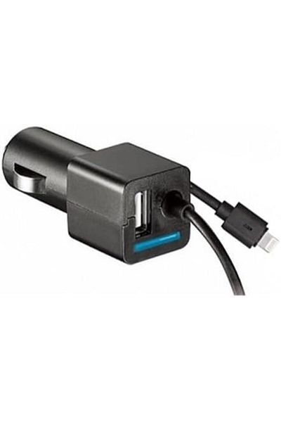Generic شاحن سيارة للهواتف الذكية من آي جرين مع كابل لايتنينج مدمج ومخرج USB بقوة 4800 مللي أمبير