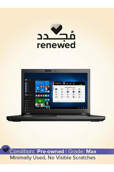 LENOVO جهاز Thinkpad P52 مستعمل بشاشة 15.6 بوصة ومعالج Intel Core i7 من الجيل الثامن وذاكرة 32 جيجابايت وذاكرة 512 جيجابايت، أسود اللون، يعمل بنظام Windows