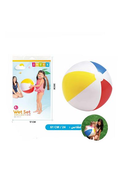 Intex كرة شاطئ قابلة للنفخ ملونة بقطر 24 بوصة