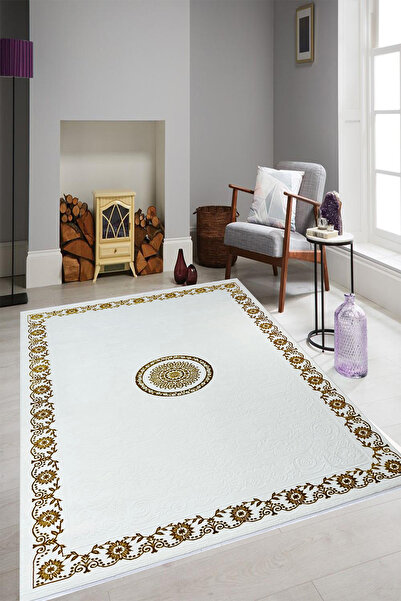 Zigana SARAR MODA HALI Saçaklı Göbek,Çerçeve Desenli Salon,Oturma,Mutfak Modern Dokuma Halısı