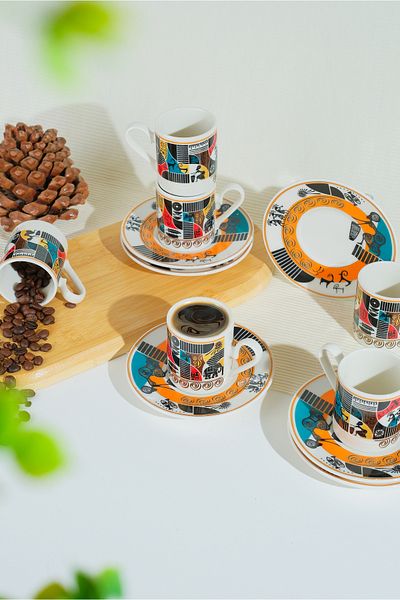 AEN PORSELEN Zula Coffee Cup Set 6 Persons 12 Pieces