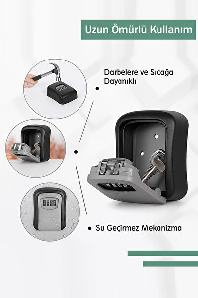 Quantis Özel 4 DIGIT Şifreli Güçlü Materyal - Anahtar ve Değerli Eşya Saklama Güvenlik Kasası - Airbnb