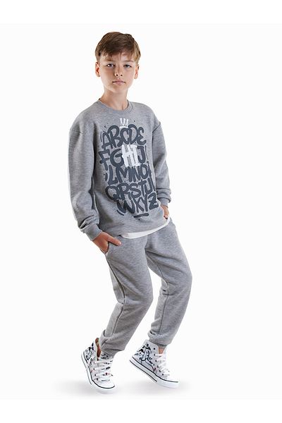 Denokids Σετ αθλητική φόρμα Letter Boy Grey