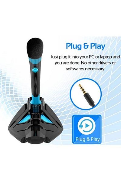VERTUX STREAMER-4 UNIVERSAL DIGITAL STEREO 3.5MM DESKTOP GAMING MICROPHONE