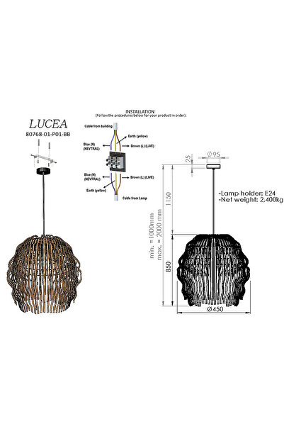 LUCEA ZUHA 01 45 LIK TEKLI SARKIT 1XE27