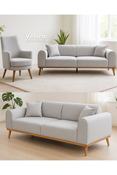 Velura Home & Living Valo Oturma Grubu & Koltuk Takımı (3+1) - Gri