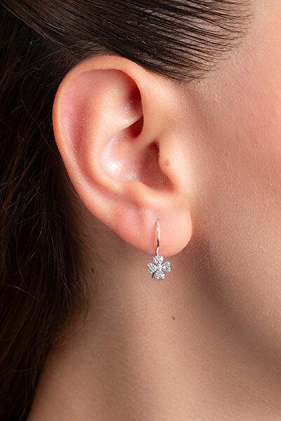 Elika Silver 925 Ayar Gümüş Sallantılı Kalp Küpe