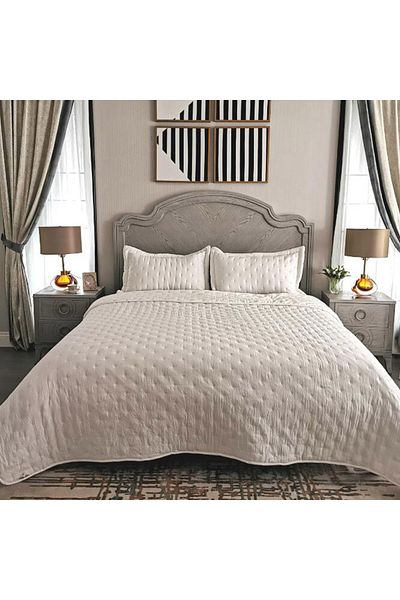 Cottage 3 Pieces Bedspread Pillow Cover Off White King 250X240 Cm