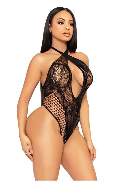 Leg Avenue Women's Bodysuit, Leg Avenue, Halter Model, Black, One Size