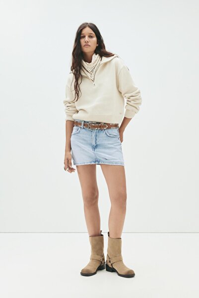 Pull & Bear Distressed denim mini etek