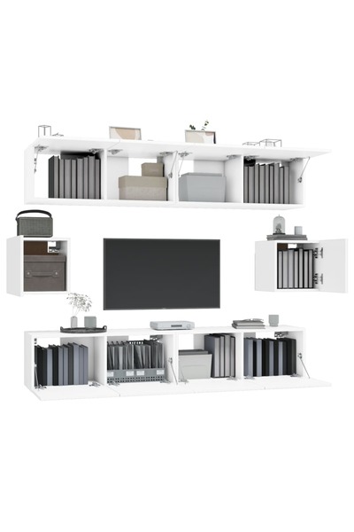 vidaxl 6 Piece TV Cabinet Set White Engineered Wood