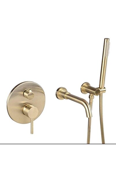 CasaVie Baterie de cada incastrata, cu dus de mana, finisaj auriu nichelat (semi-lucios), cod 1336