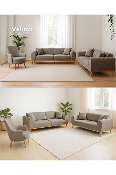 Velura Home & Living Valo Oturma Grubu & Koltuk Takımı (3+3+1+1) - Krem
