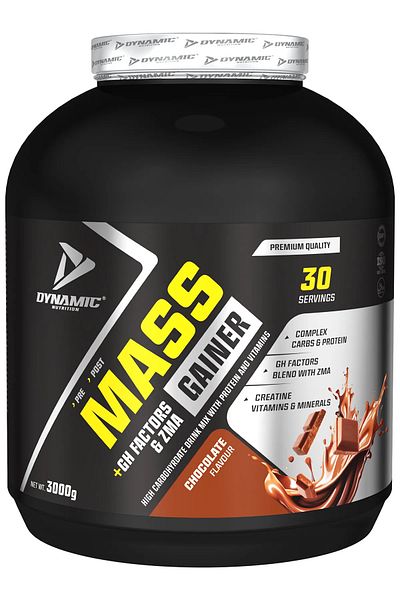 Dynamic Nutrition Mass Gainer + GH Factors & ZMA - 3 KG-شوكولاتة-30 حصص- مساعدة في زيادة الوزن-بروتين كربوهيدرات