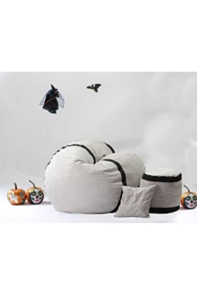 Pufrelax Set Fotoliu King Size cu Otoman (suport picioare) si Perna), Material Textil - Angora Grey