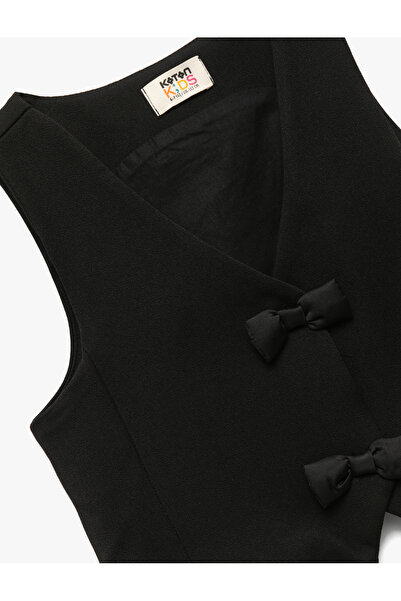 Koton V Yaka Kolsuz Viskon Karışımlı Fiyonk Detaylı Yelek