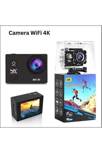 Juls & sim Camera video Juls&Sim® 4K 30FPS, 16MP 4X Zoom, rezistenta la apa pana la 30m cu ecran LCD