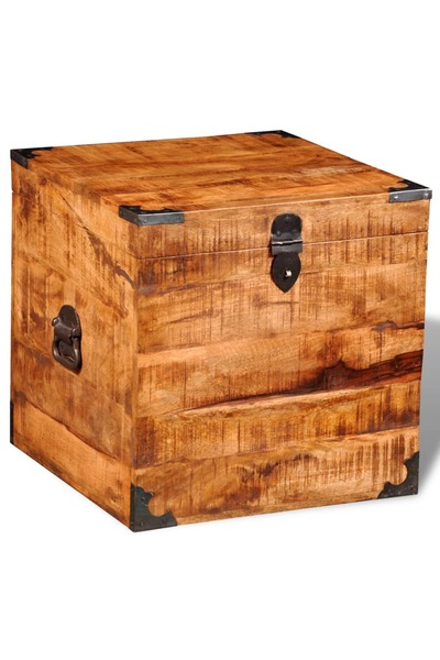 vidaxl Storage Chest Cubic Rough Mango Wood