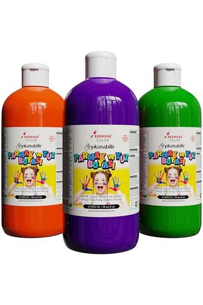 LiderGlobal . Rose Green, Purple, Orange Finger Paint Set of 3 3X500 Gr 903970