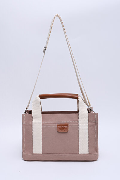 SHAKA Dark Mink Shk138 2 Compartment Canvas Fabric Adjustable Strap Zippered Hand, Arm and Shoulder Bag