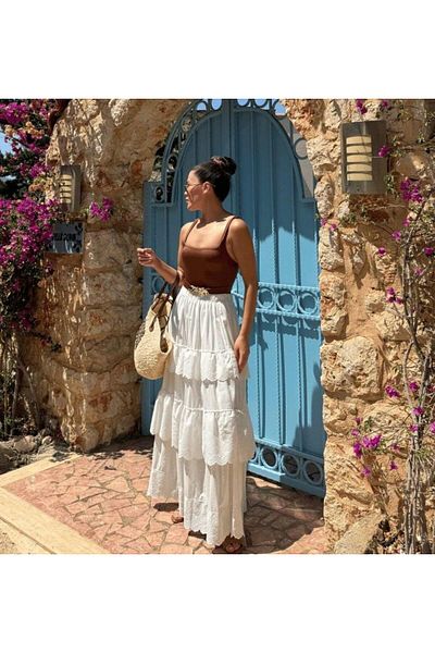 modamtn    Folded Pleated Skirt - Ecru