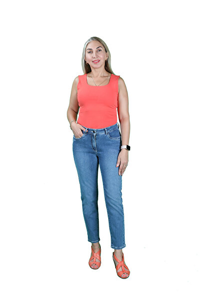 BALİNS جينز أمي أزرق متوسط الحجم للسيدات