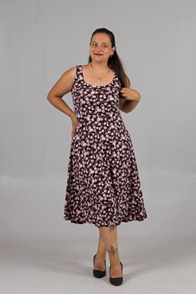 Truva XXL Plus Size Small Floral Print Thick Strap Lycra Viscose Dress: Summer Chic!