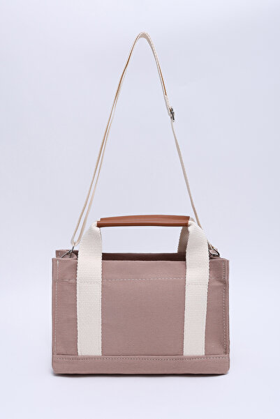 SHAKA Dark Mink Shk138 2 Compartment Canvas Fabric Adjustable Strap Zippered Hand, Arm and Shoulder Bag