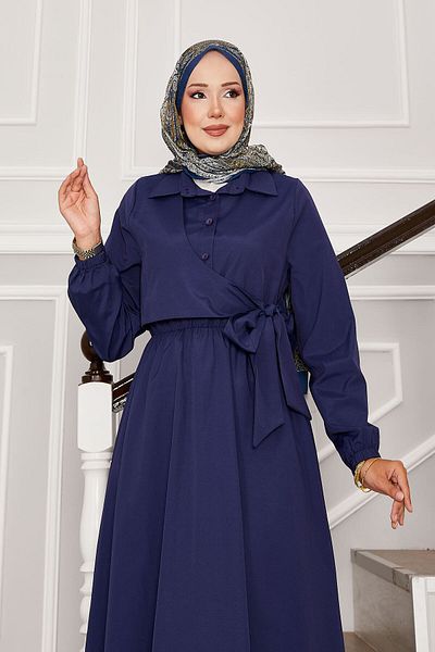 EBRUTESETTÜR Side Tie Half Button Detailed Dress