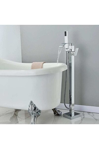 CasaVie Baterie freestanding cu cadru patrat si efect de cascada, argintiu, cod 1562