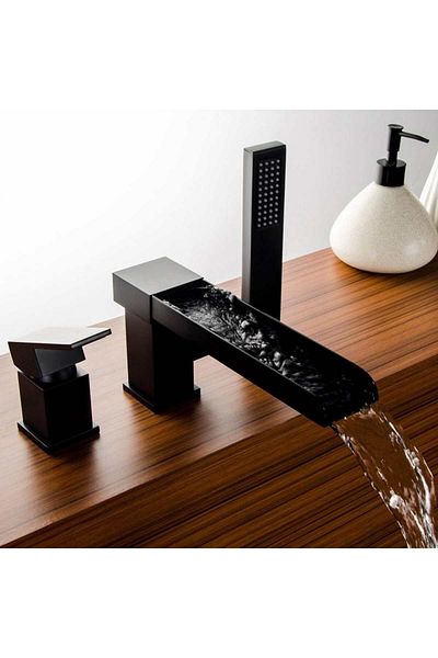 CasaVie Baterie de cada, cu cascada si dus de mana Zuver Plate, neagra, cod 1408