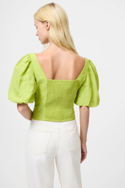 French Connection Islay Linen Puff Sleeve Crop Top