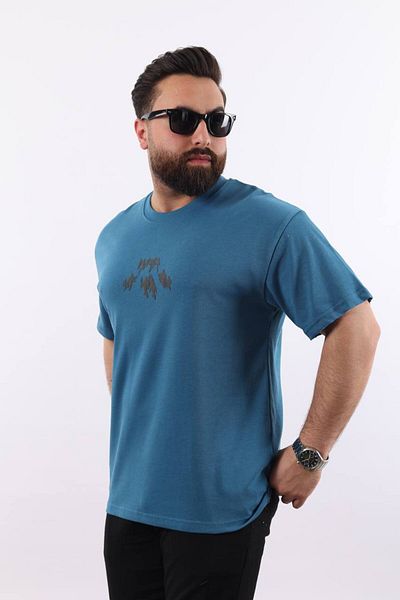 STOCX Oversize Printed Men's T-Shirt - Wear Text and Silhouette Detail