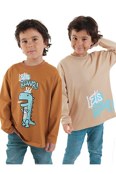 Denokids Тениска Let's Rawr Boys с 2 броя