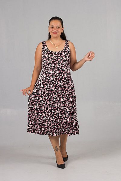 Truva XXL Plus Size Small Floral Print Thick Strap Lycra Viscose Dress: Summer Chic!
