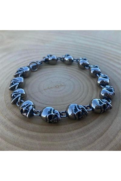 Viking سوار من الفولاذ المقاوم للصدأ 316L بتصميم جمجمة