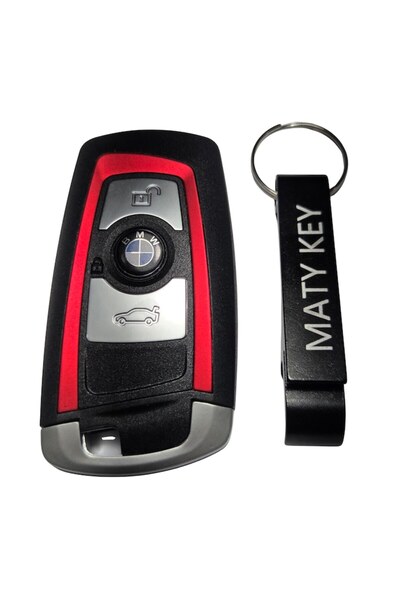 OEM 3 Buttons Key Shell Red Frame BMW X3 F10 F20 F30 F40 F01 F25 F32 with Maty Key Keychain