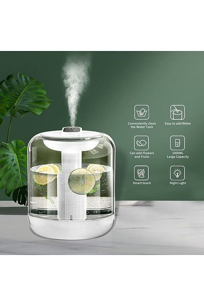 COOYA Humidifiers for Bedroom,Cool Mist Ultrasonic Humidifier with Humidity Sensor for Home,White