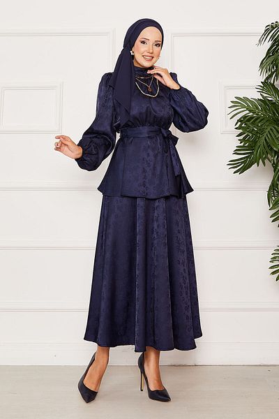 EBRUTESETTÜR Costum dublu jacquard cu centură mobilă cu talie elastică