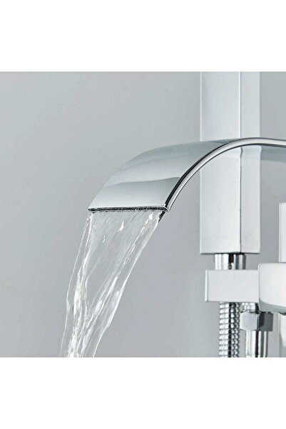 CasaVie Baterie freestanding cu cadru patrat si efect de cascada, argintiu, cod 1562