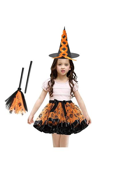 zola Children's Halloween costume set, little witch, 3 pieces, 3+ years, black/orange