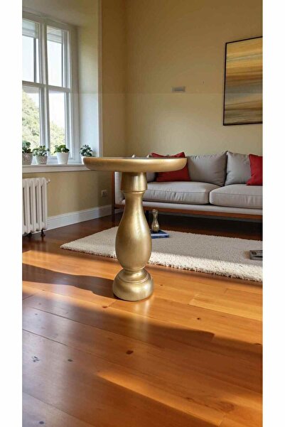 Simillo Home&Living Doğal Ahşap Mantar Yan Sehpa – Tekli Altın Varak Renk Seh...