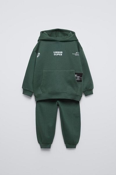 Magu Set de hanorac și pantaloni de trening din bumbac imprimat pentru băieți - Set de sus și jos verde