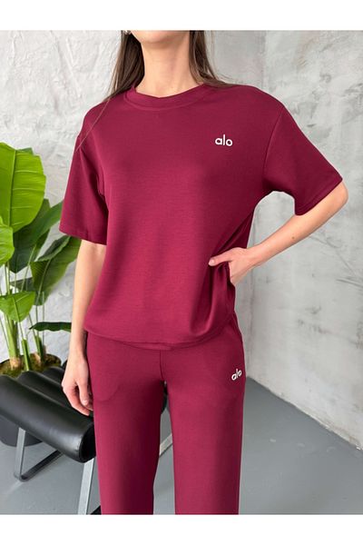 Elif Özbey Butik Plum Print Detailed Short Sleeve Suit