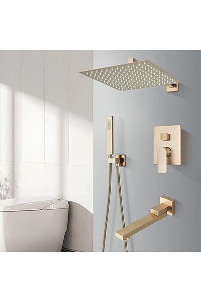 Rain Drop De la Robinetul Meu Set de dus cu 3 functii, incastrat, 30 cm, auriu nichelat