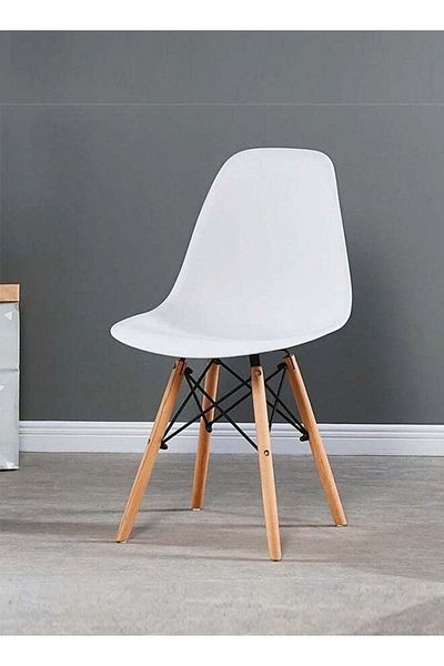 Primo Plus كرسي مكتب بأرجل خشبية أبيض 70x40x40 سم