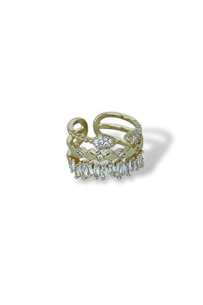 TAKIŞTIR Gold Color Stone Detailed Adjustable Ring
