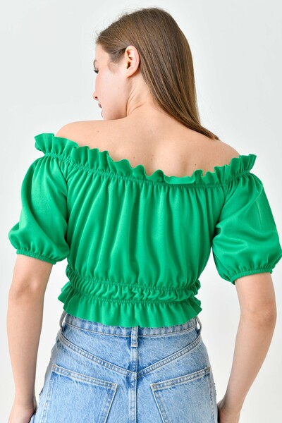 barış sülün lovebox Γυναικεία μπλούζα με κοντό μανίκι με κορδόνια και κορδόνια 5027