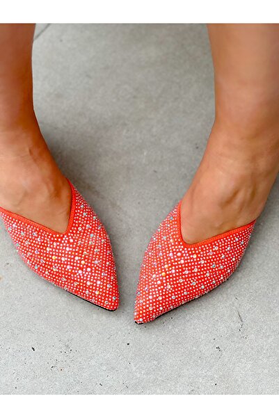 BERFONA Oasi̇s Orange Stone 5 cm Heel Slippers