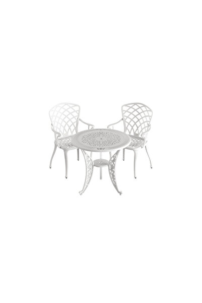 HubRom Set Mobilier Gradina HubRom, 1xMasa Rotunda(75x72), 2xScaun HITIT(43x42x50x92) Alb